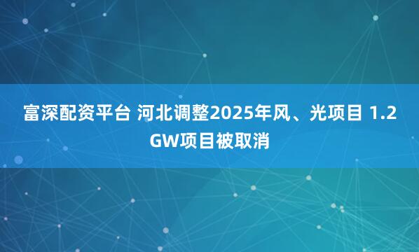 富深配资平台 河北调整2025年风、光项目 1.2GW项目被取消